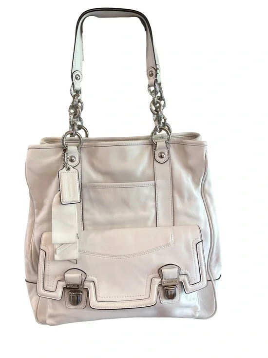 Coach Madison White Leather Sophia Satchel (Style 17924) - Picture 6 of 14